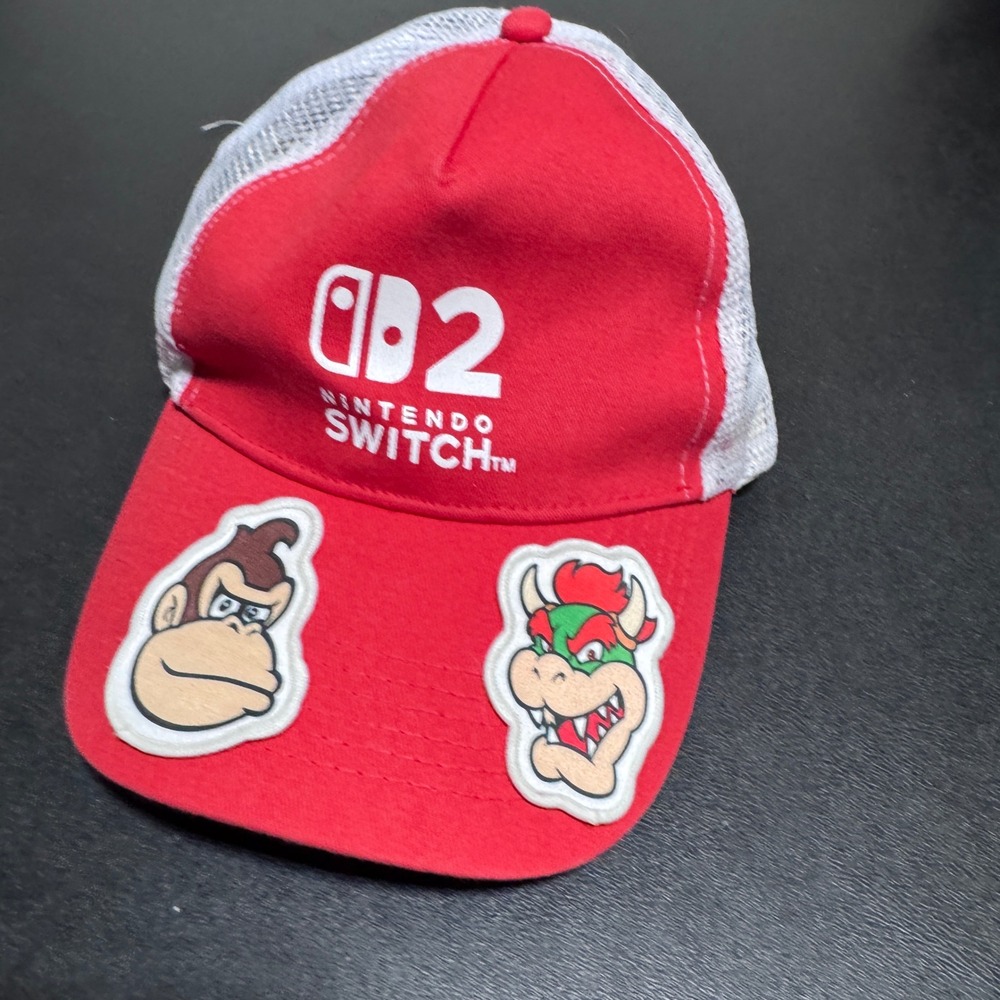 Nintendo Switch Trucker Hat Mens OS Red White Donkey Kong Bowser Snapback Cap